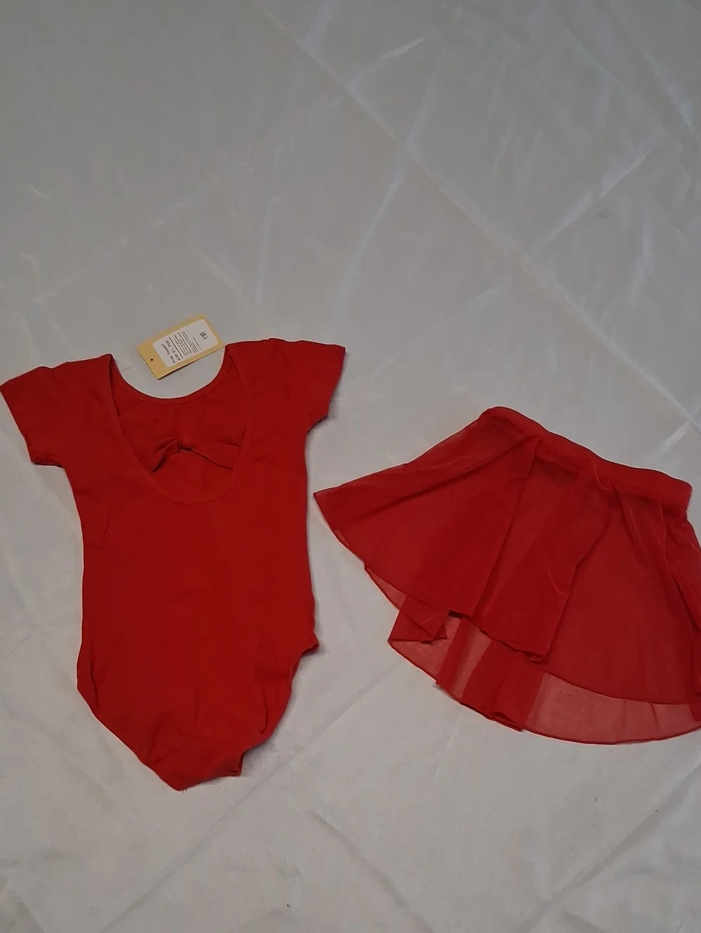 NWT Girls  Sz. 7-8 Red Dance Leotard and Layered Skirt Set